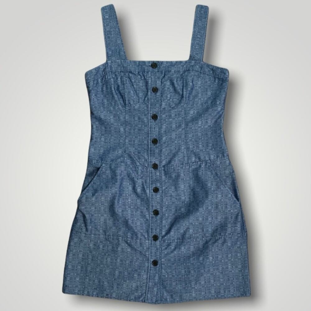 Derek Lam Chambray Denim Mini Button Down Dress Coastal Cowgirl Western